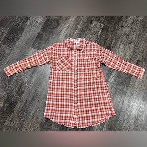 NWT Hayden PLAID Rust OVERSIZED Shirt WOMEN Small